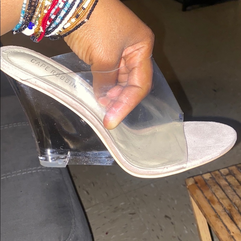 Clear wedge heels never been worn size 10